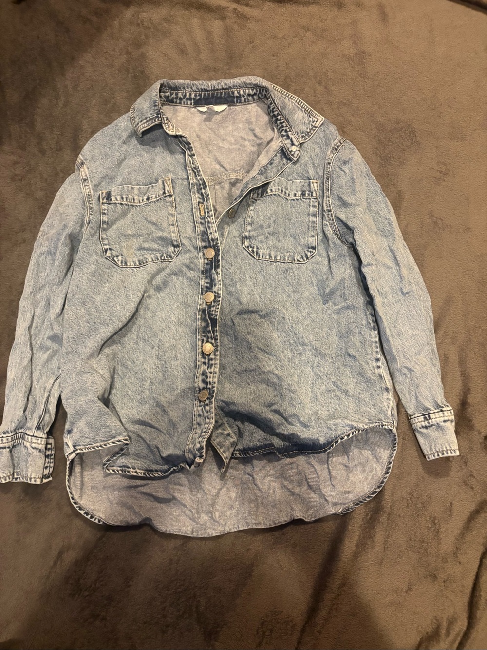 Denim Button-Up Shirt - Light Blue Kids Top